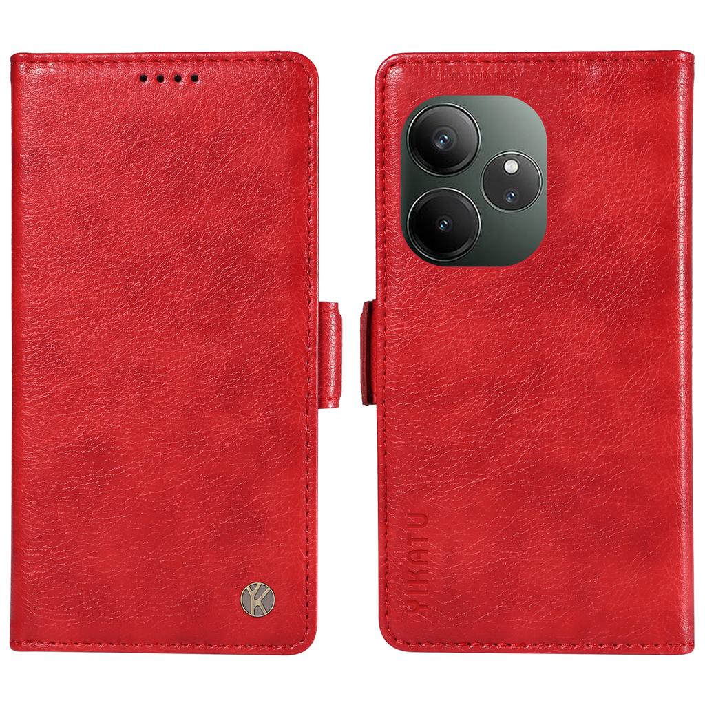 YIKATU YK-007 For Realme GT 6 5G Case Litchi Grain Leather Phone Cover Magnetic Clasps Full Protection
