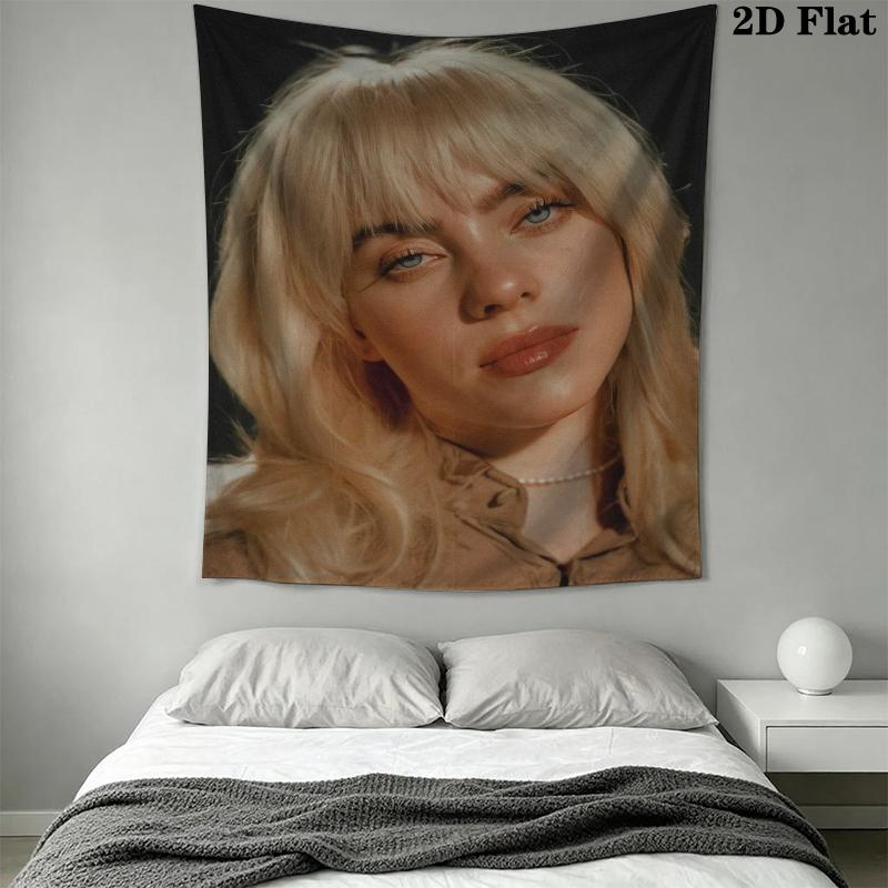 Billie Eilish Wall Tapestry Aesthetic Wall Hanging Printed Fabric Blanket Decorative Tapestries for Bedroom Living Room Home Decor