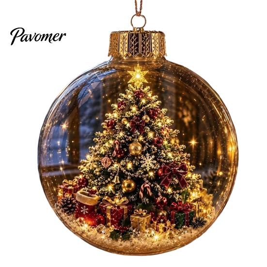 Durable Holiday Party Supplies Glowing Christmas Story Ornament, Mini Scene in Ball, Light Up Hanging Decorations for Garden Clear Plastic Ball