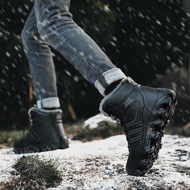 FashionMen Outdoor Boots Winter Ankle Boots Warm Popular Footwear Male Casual Snow Shoes Leather Walking Shoes Hunting Boots Men