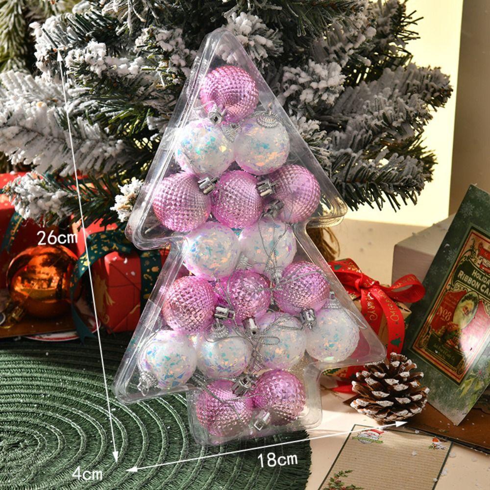 17PCS/20PCS Pink Red Gold Christmas Tree Balls Plastic Xmas Baubles Xmas Ornament Ball  Storefront