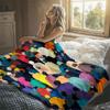 Colorful Crowd Art Flannel Blanket Warm Soft Halloween Christmas Decorative Couch Warm Cozy All-Season Gift
