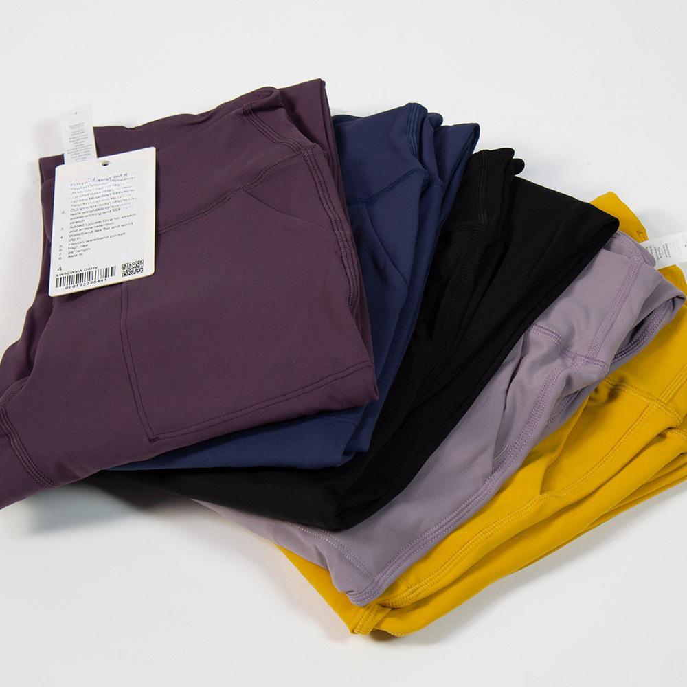 Lulu High-Waist Nylon Yoga Capri Pants with Outer Pocket