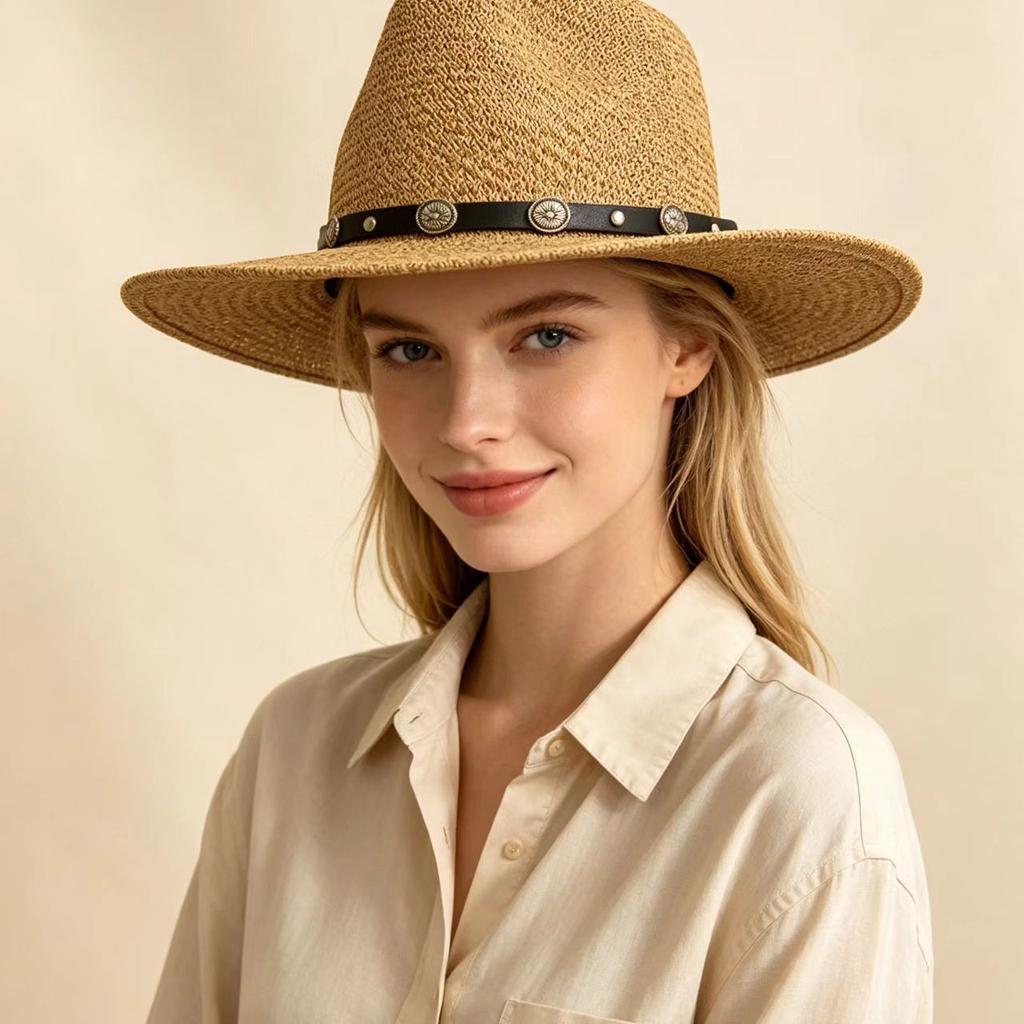 New western cowboy hat, black woolen jazz top hat, men's and women's ethnic style autumn and winter felt hat, self-operated