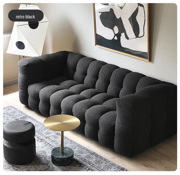 Light French Lambswool Marshmallow Sofa - Small Apartment Three-Seater, Customizable Luxury Living Room Furniture
