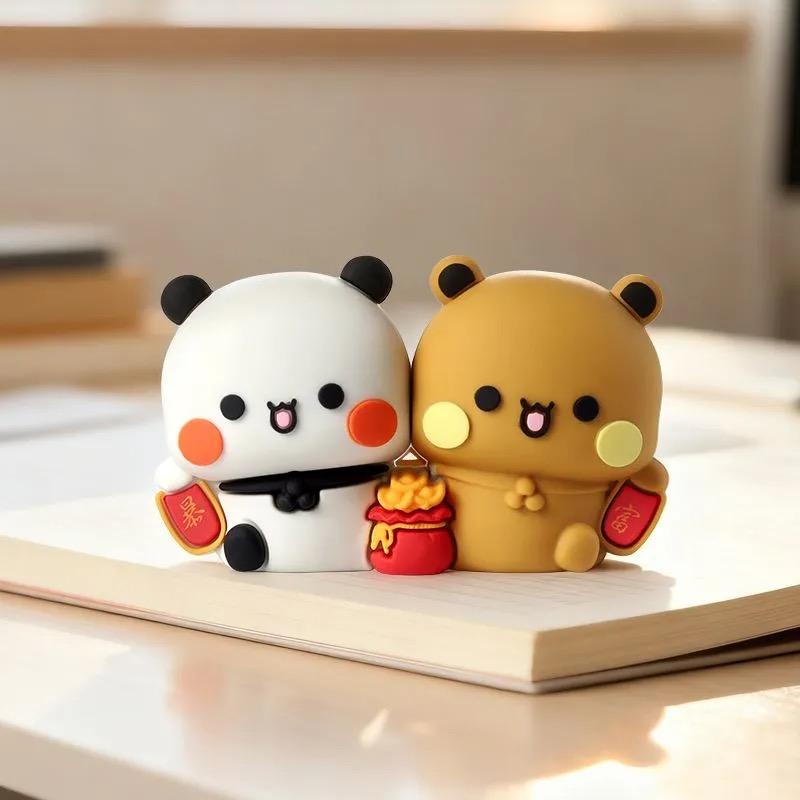 Decoraciones para Salpicadero de Coche de Osos Bubu Dudu, Estatuilla de Osos de Dibujos Animados Lindos, Figura de Panda, Decoración de Escritorio de Oficina, Merchandising de Bubu y Dudu