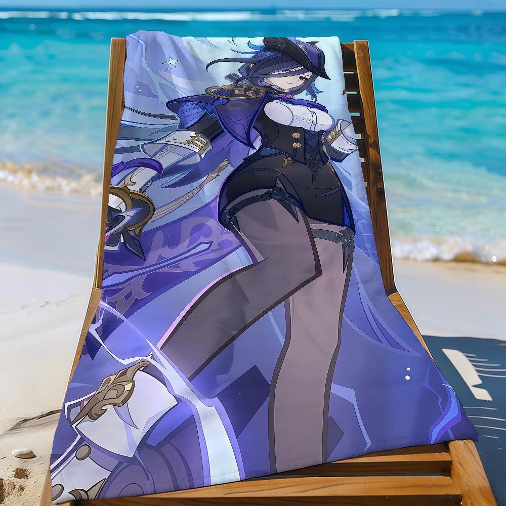 Game Genshin Impact Clorinde Towel Sports Quick Dry Travel Camping Gear Sandproof Soft Light Large Beach Towel