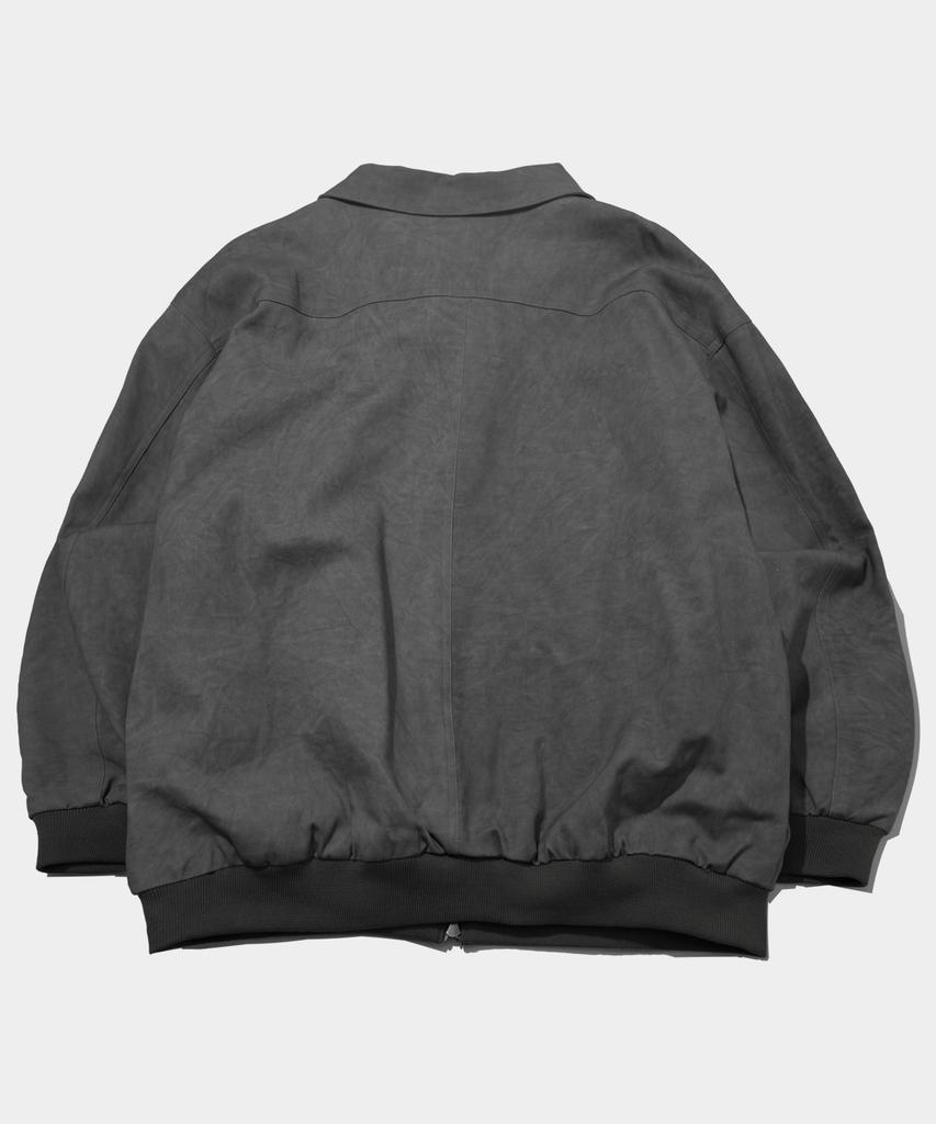 Placestudioman Vintage Washed Cotton Collared Zip-Up Blouson Work Jacket_2 Colors