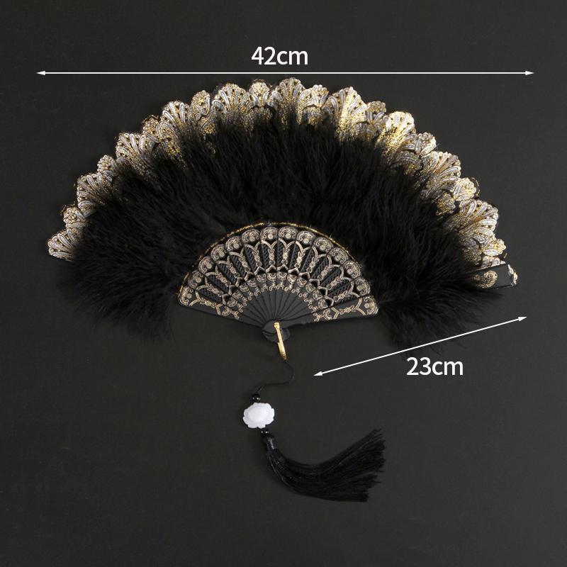 Classical Silk Folding Fan Chinese Style Dancing Foldable Feather Fan Portable Crafts Gift Creative Wedding Party Photo Props