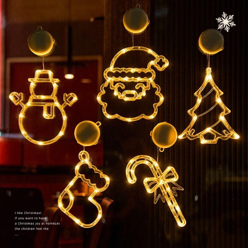 Suction Cup Snowflake Light Warm Light Christmas Decoration  Holiday Lighting