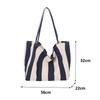 Women Striped Shoulder Bag Simple Carrying Bag Large Capacity Stylish Shoulder Purse Casual Shopping Bag Canvas Commuting Bag
