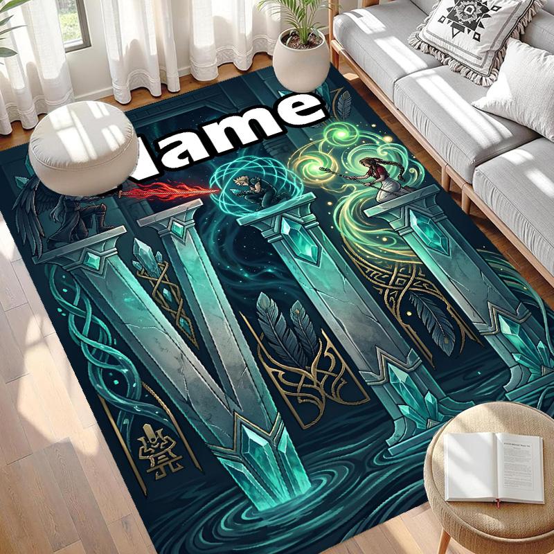 Custom Name Personalized Final Fantasy Print Carpet, Versatile Home Decor Rug, for Playroom, Apartment, Balcony, Entryway, Hallway Gift
