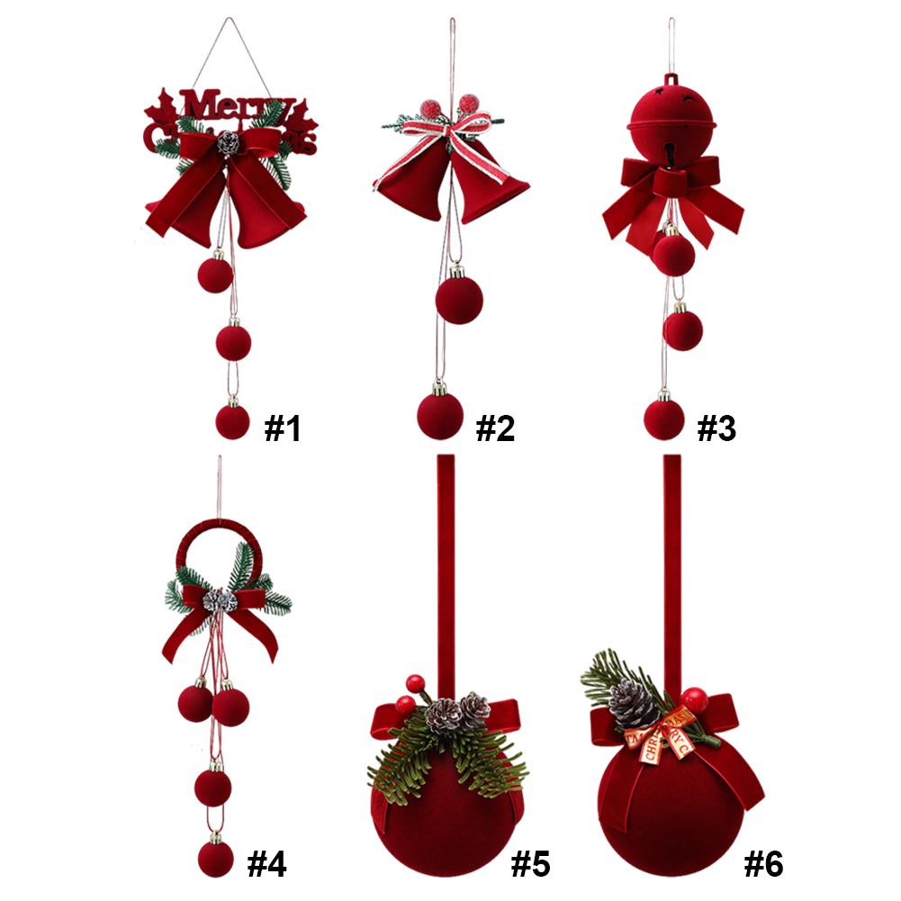 Flocked Hanging Ornament Plush Bell Pendant Bells Hanging Pendant for Christmas Window Storefront Home Decor