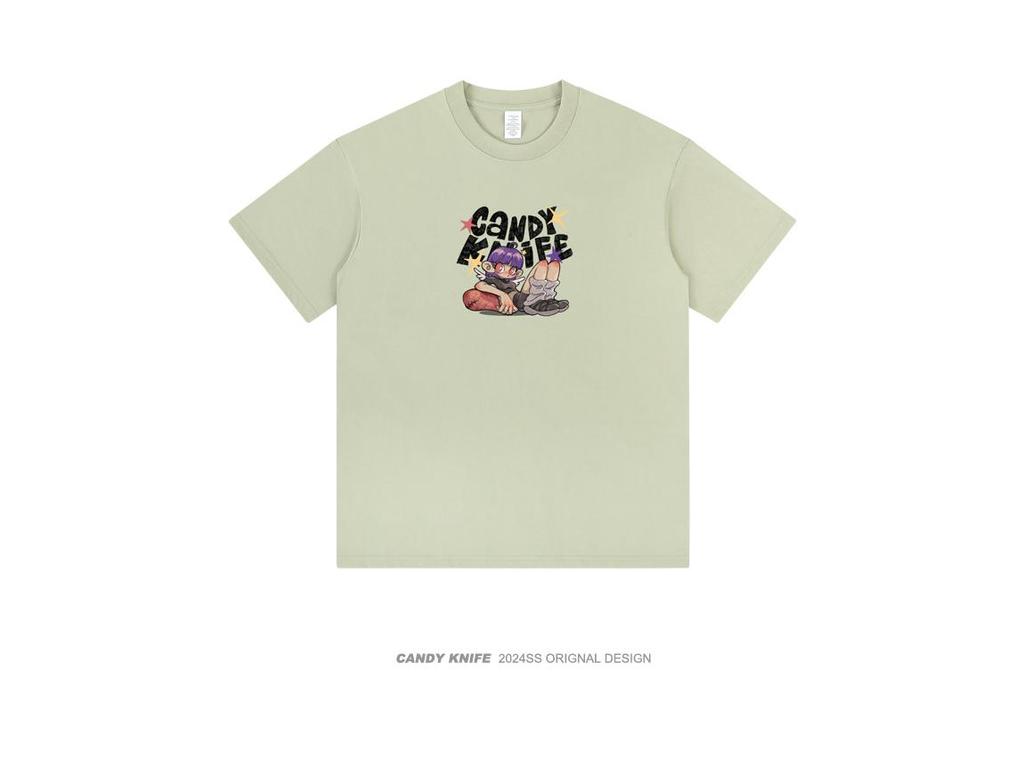 Trendy Cartoon Letter Print Japanese Streetwear T-shirt - New Versatile Short Sleeve