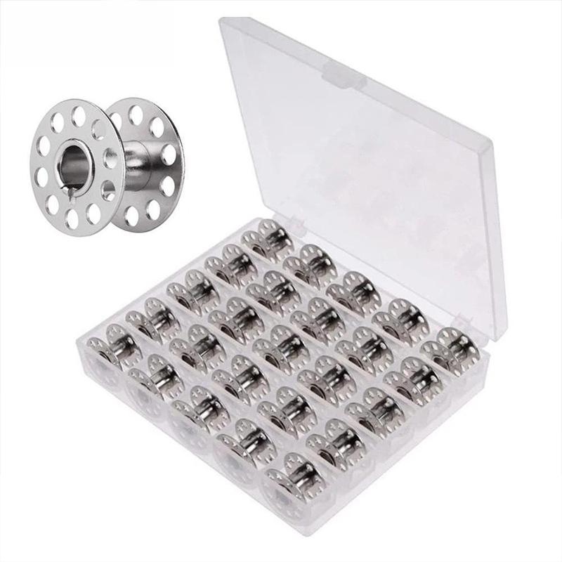 25PCS Universal Fit Sewing Machine Bobbins with Storage Holder Box for Home Handheld Machines Suitable for Beginners and Tailors