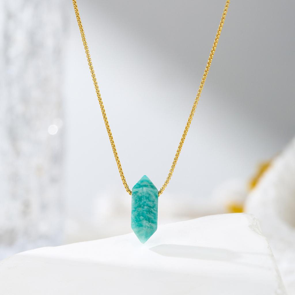 Natural Crystal Pendant, Amethyst, Lapis Lazuli, Necklace, Double Pointed Pillar, Jewelry