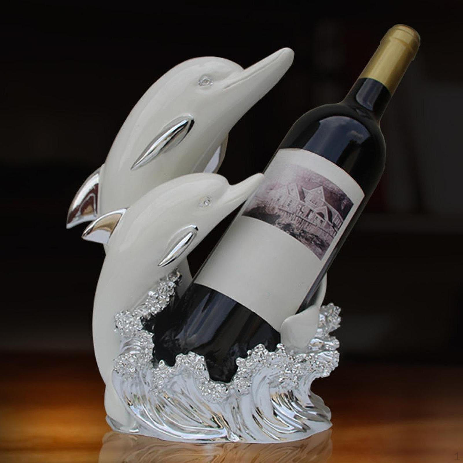 

Фігурка дельфінів, підставка для вина, 21x17x27 см. Універсальна декоративна стильна смола для декору ганку Silvery