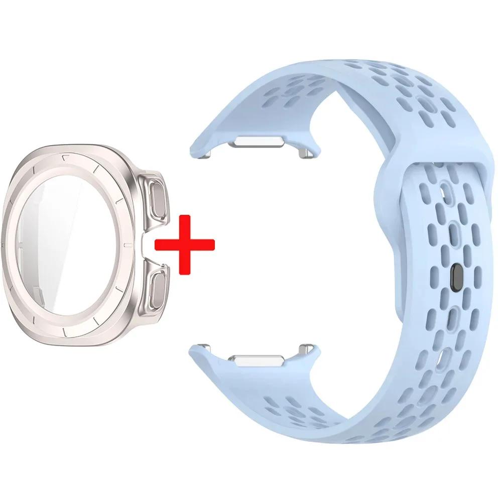 Silicone Strap+Case For Samsung Galaxy Watch Ultra 47 Sport Watchband Bracelet for Galaxy Watch Ultra Tempered Glass Cover Band