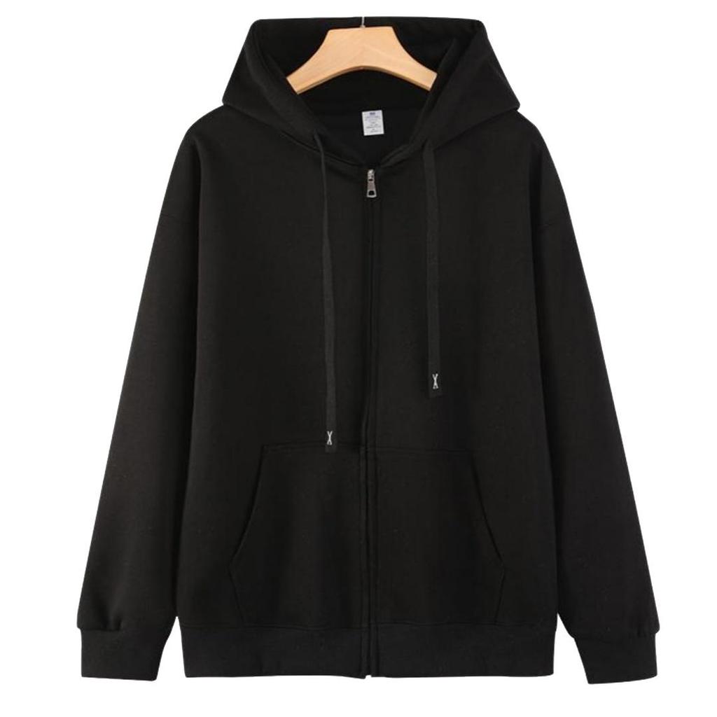 Neutral style full zipper cardigan hoodie, comfortable casual jacket, loose fitting top