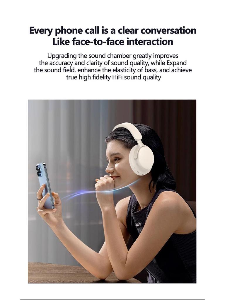 True Wireless Over-Ear Bluetooth Headphones with 3D Stereo Sound for Sports