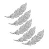 5pcs Silver Rhinestone Patches Sew On Leaves Pattern Patches Iron On Patches  For DIY Crafts