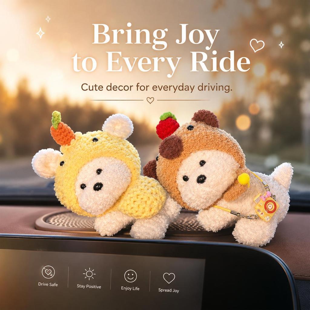 Plush Car Decorations, Cute Animal Dashboard Ornaments, Computer Ornaments