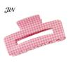 Hair Claw Clip Back Head Claw, Hollow Square Large Clip, Plaid Print Medium Anti-Slip Teeth Accessory for Daily Wear High Hardness