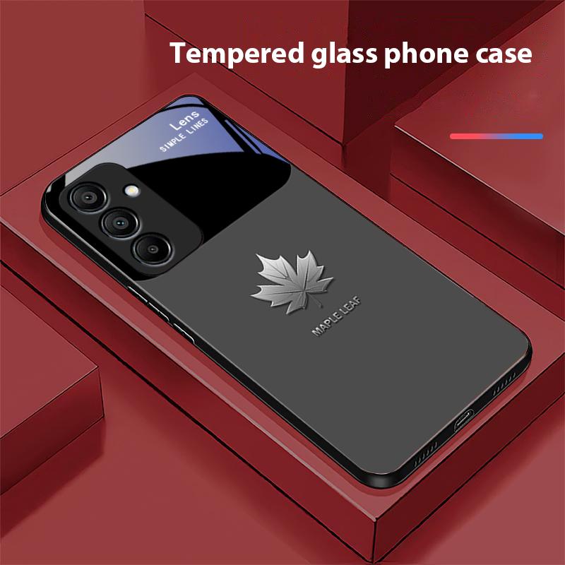 Ahornblattfarbe Für Samsung Galaxy A15 5G 54 4G 51 50 24 35 90 71 12 51 53 52S 80 22 34 Schwarze Handyhülle aus gehärtetem Glas