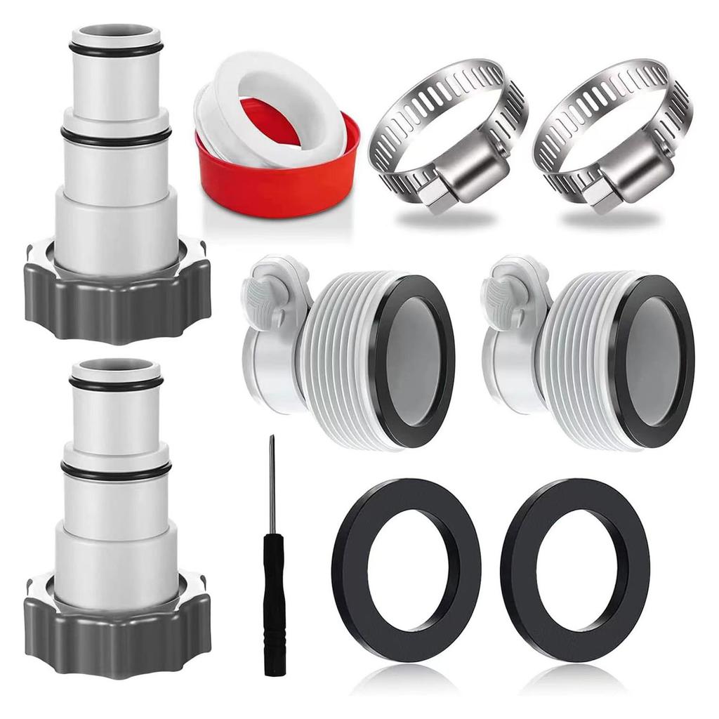 Threaded Hose Adapter Kit Replacement Clamp Pipe Connector for 1.5 and 1.25 Inch Hoses Filter Pump
