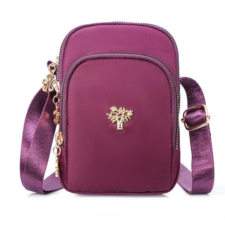 Trendige Nylon-Crossbody-Tasche für Handy & Münzen - Vertikale Umhängetasche