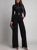 European & American Lace Patchwork Jumpsuit: Spring/Autumn Women's Fashion High-Waist Wide-Leg Set