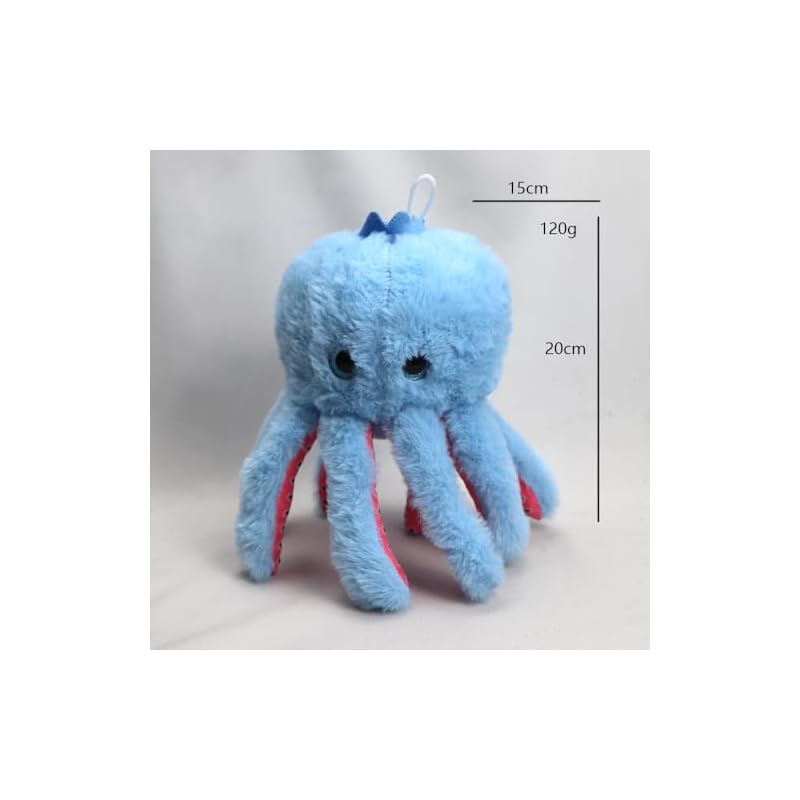 Italian Brain Lot Blueberini Octopussini Plush Toy, 20cm Throw Pillow, Soft, Cute, and Fun, Room Decor, Figurine, Kids' Holiday Gift (Q)