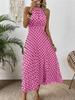 European and American Women's Clothing Spring and Summer Fashion Printing Polka Dot Round Neck Long Dress Women's Dress
