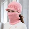 3Pcs/Set Neck Protection Scarf Gloves Set Soft Beanies Hat Winter Knitted Hat  Women