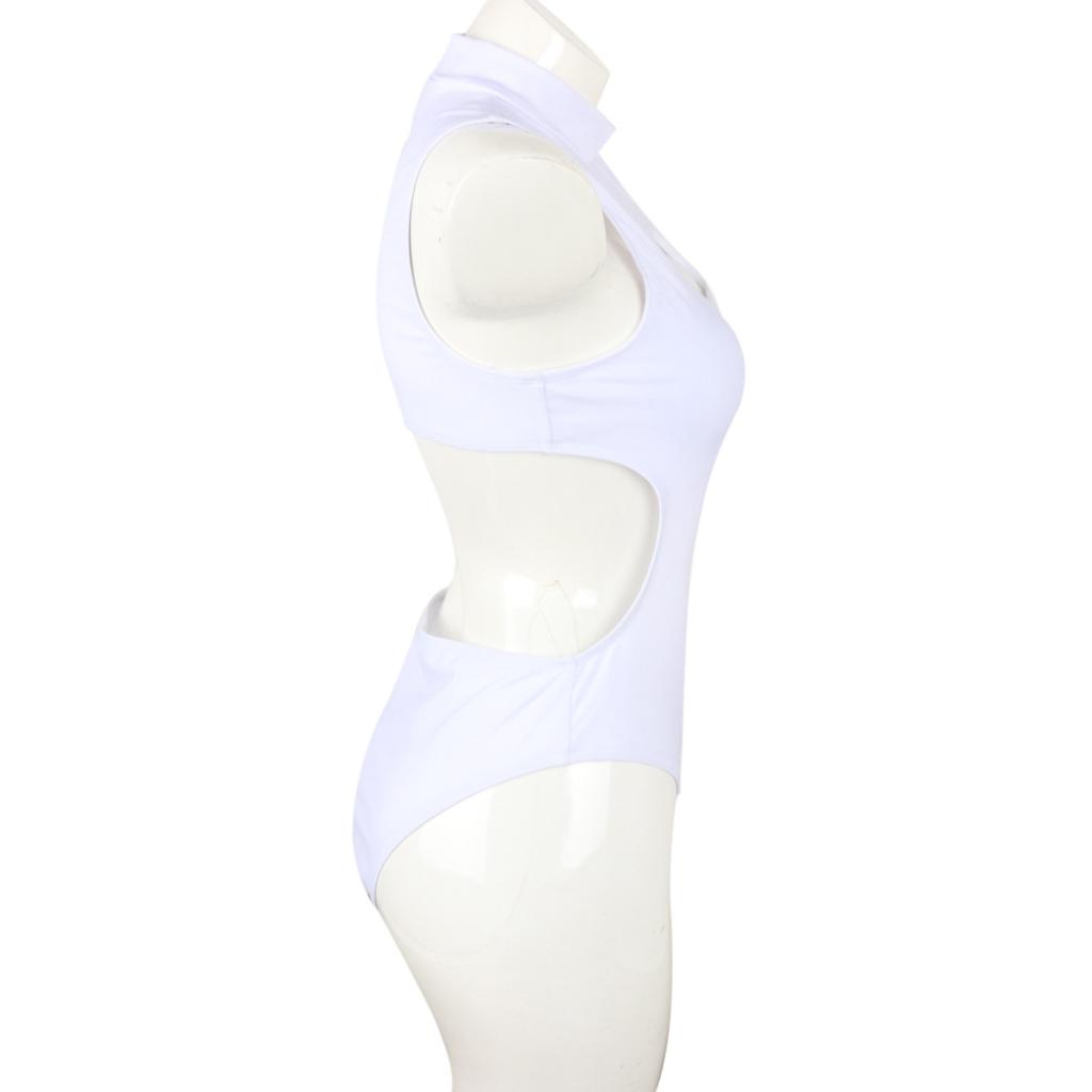 Women's Swimsuit Solid Color One Piece Swimsuit Bikini Sexy Zipper Cutout Brazilian Beachwear