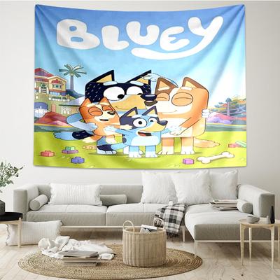 Bluey Print Wandteppich, Hintergrund, Einfache Montage, Ideal für Schlafzimmer, Büro & Wohnzimmer, mit Ästhetischem Wandbehang Dekor.