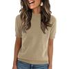 Women’s Short Sleeve Crew Neck Knit Top Soft Lightweight Pullover Sweater Ribbed Hem Casual Fit Simple Style