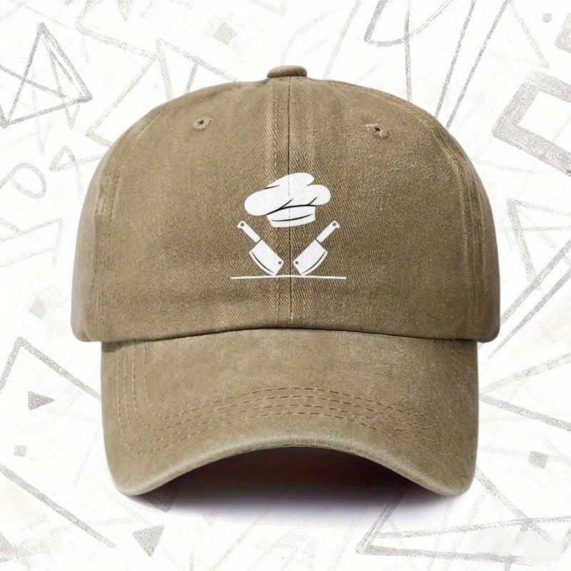 pc Vintage Washed Chefs Hat and Knife Baseball Cap Solid Baseball Cap for Men and Women Suitable for All Seasons Ideal Gif