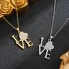 Titanium Steel Heart Necklace for Women with Zircon - Fashionable and Versatile Design