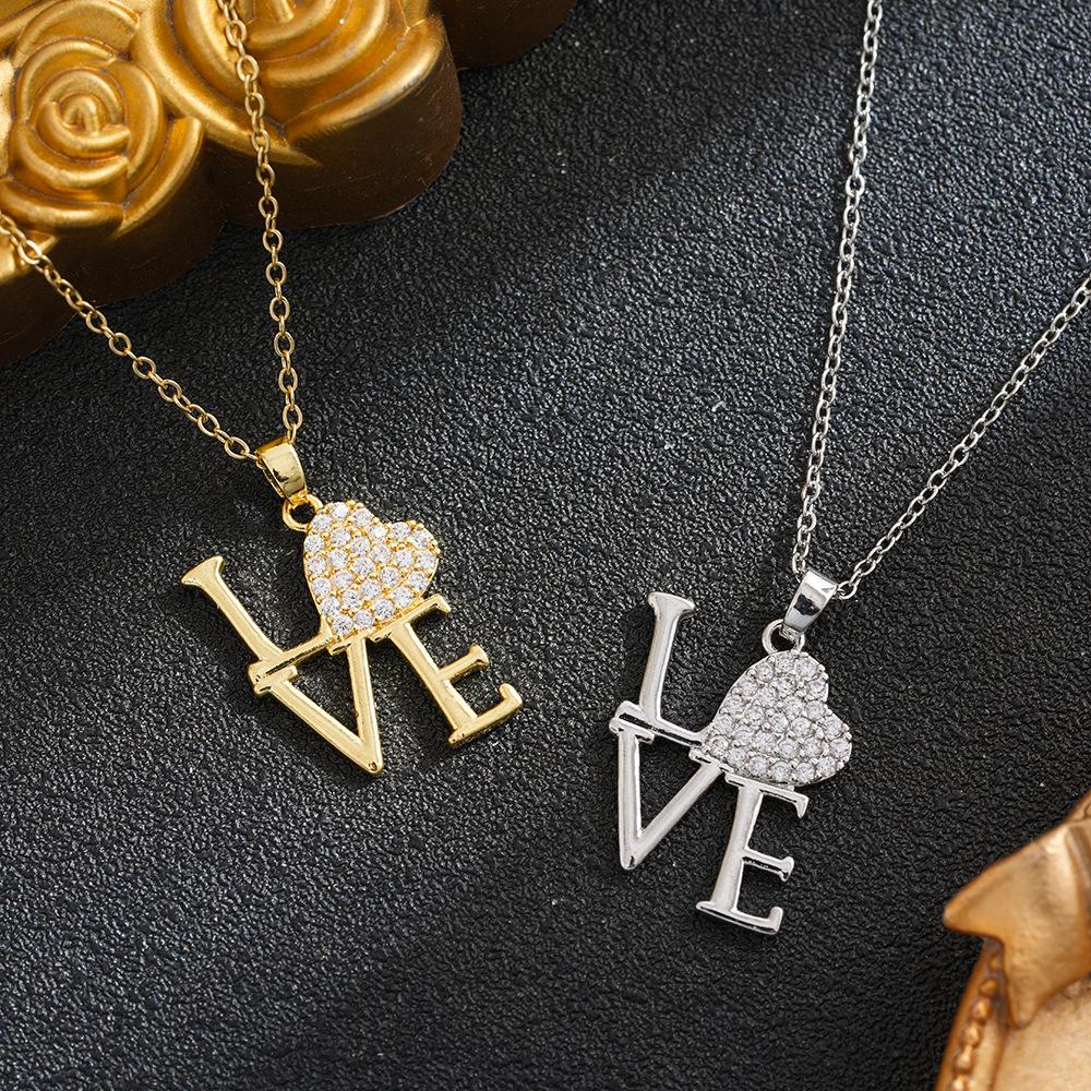 Titanium Steel Heart Necklace for Women with Zircon - Fashionable and Versatile Design