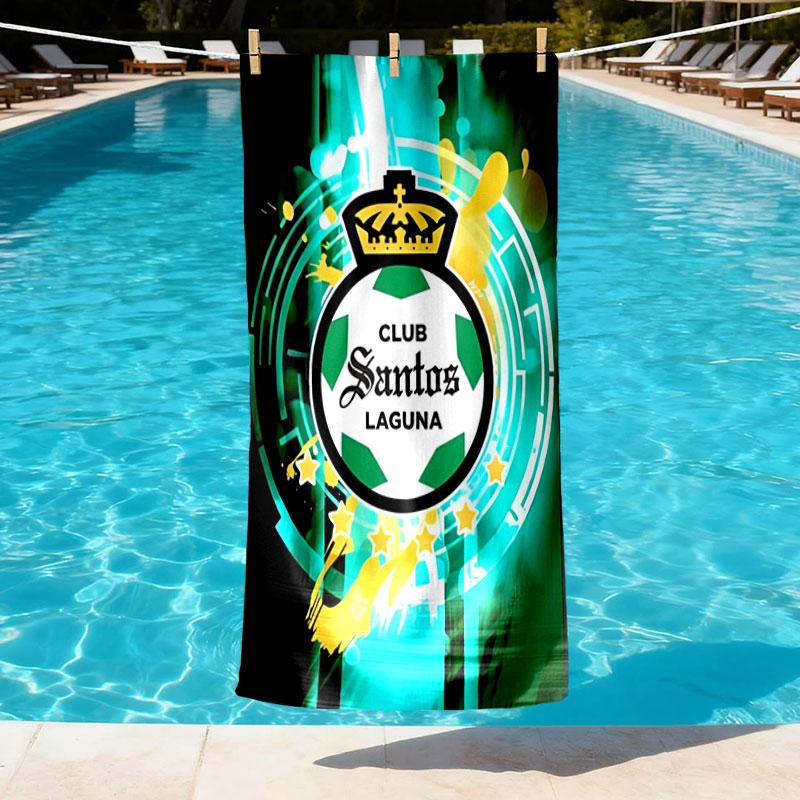 Club Santos Laguna Print Beach Towel Design, Soft, Lightweight. for Home Bathroom, Spa, Pool, Yoga, Surfing, Camping, Gift for Family, Friend