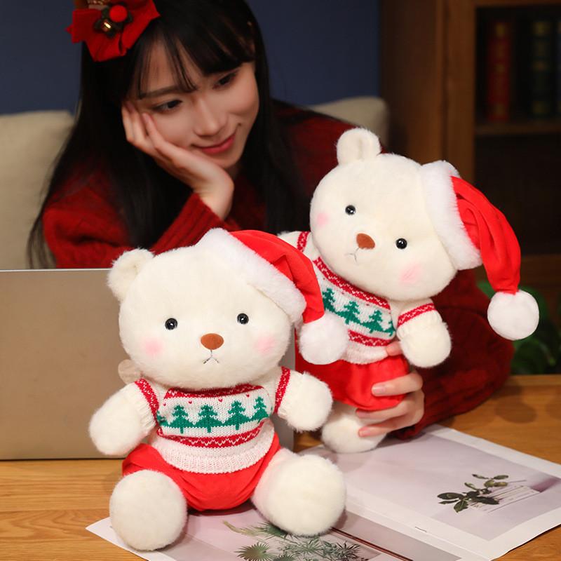 Cute Christmas Bear Plush Toy Cartoon Decoration Doll Girl Children Holiday Gift