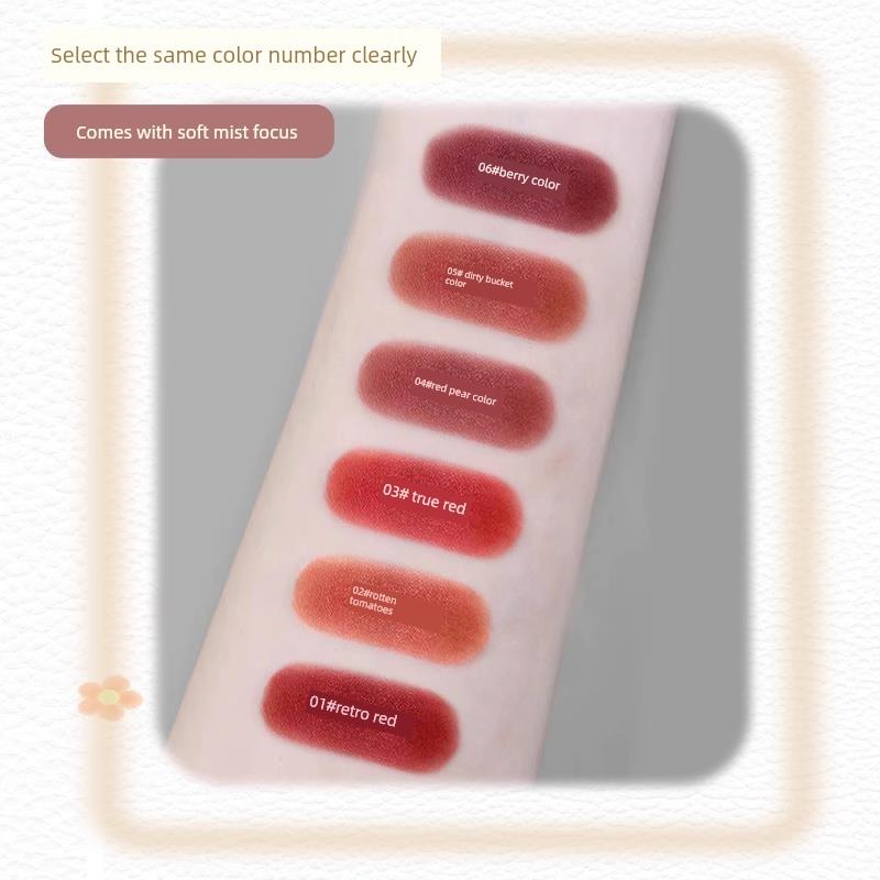 Retro Small Tube Velvet Lipstick, Long-Lasting and Moisturizing, Suitable for Students, Natural Look, Niche Instagram-Style Daily Lip Gloss