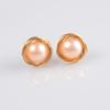 Hand-woven stud earrings silver needle retro earrings simple niche high-end sense natural freshwater pearl earrings women's summer