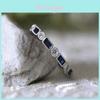 Versilberter Naturstein Weißer Saphir und Blauer Topas Eleganter Ring für Damen