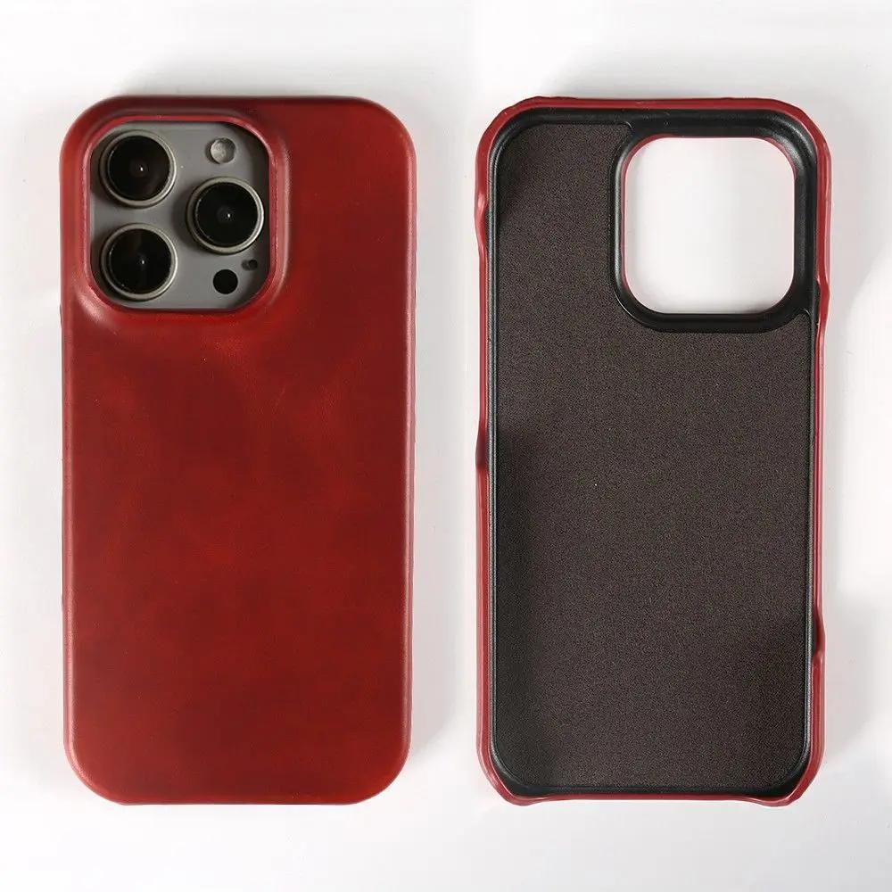 Business Genuine Leather Phone Case For Iphone 16 Pro Max 15Pro Aesthetic Vintage Back Cover For Iphone 13Pro 12Pro 11 14Pro 12