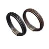 Korean Style Stainless Steel Magnetic Buckle Bracelets Bangles Hand Woven Leather Roper Bracelet Men Friendship Jewelry Pulseras