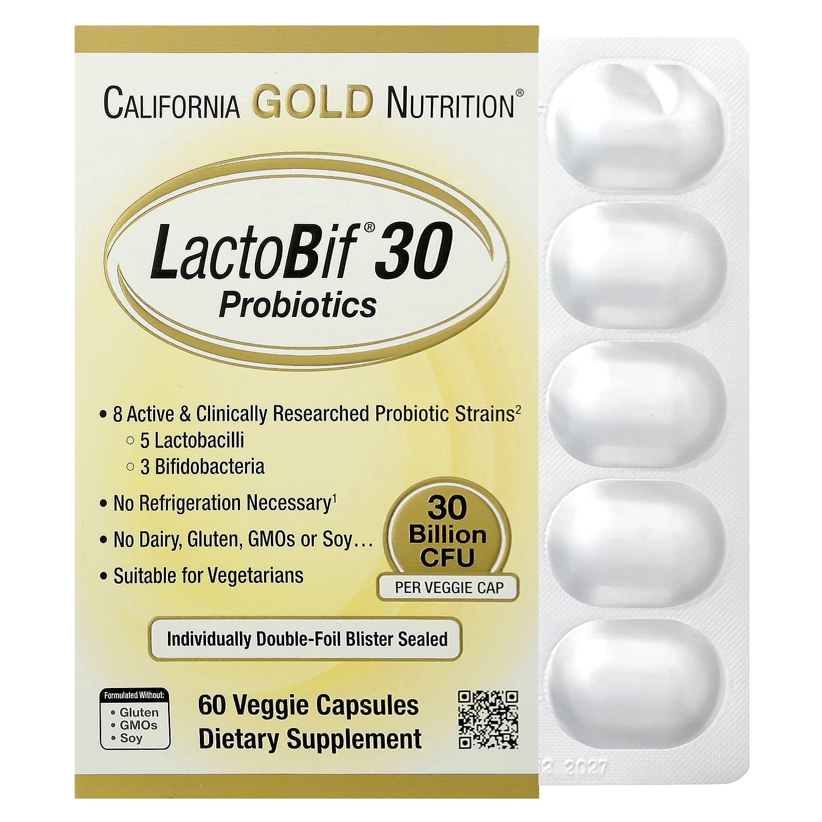 

Lactobif® 30 Probiotic, 30 Billion CFU, 60 Veggie Capsules