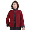 Damen Winterkollektion: Rotes Rattenjahr-Kleid, Wollmantel der Mutter, Baumwolljacke für mittlere und ältere Menschen, Wollmantel im französischen Stil