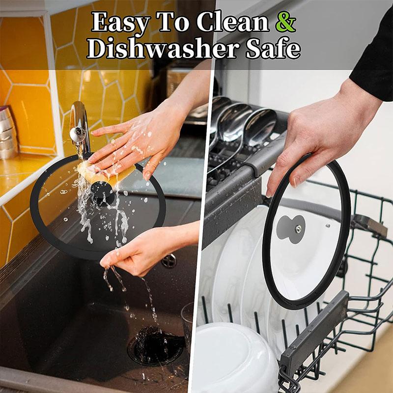 Belüfteter Universaldeckel aus gehärtetem Glas für Töpfe, Pfannen und Bratpfannen mit hitzebeständigem Silikonrand, Spritzschutz für die Mikrowelle